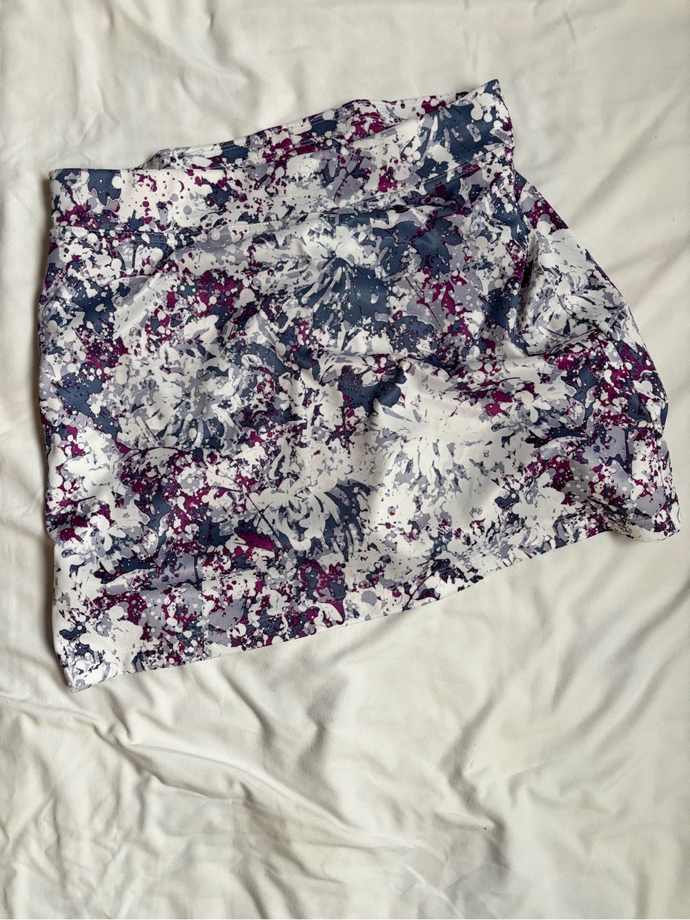Callaway White Mini Skirt with Purple and Navy Splatter